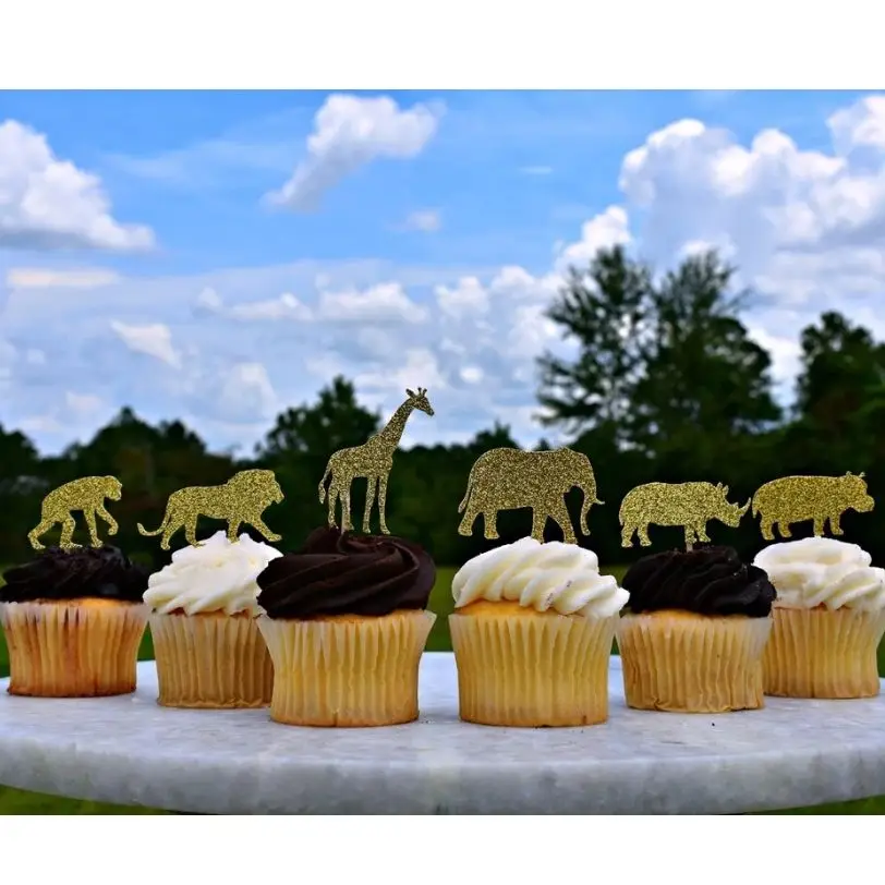 24 Pezzi Safari Animal Cupcake Toppers, Jungle Animal Cupcake Toppers, Safari Birthday, Safari Baby Shower, Wild One Birthday, Ju