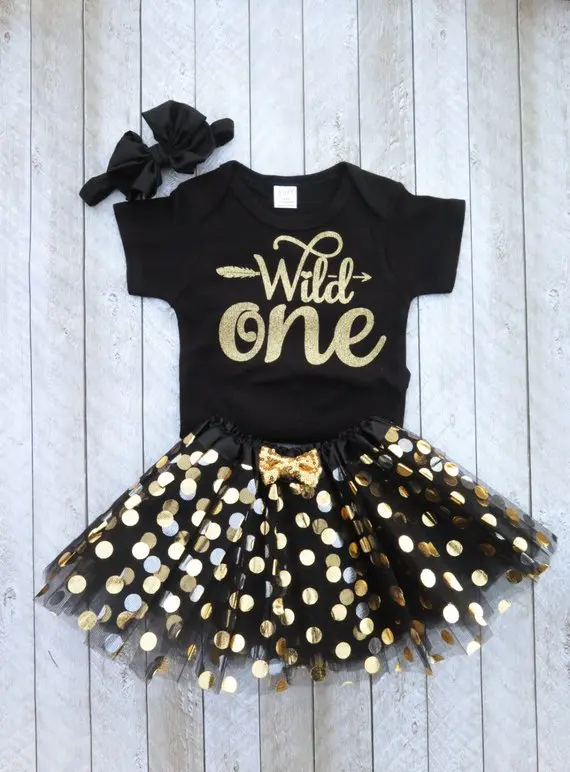 Personalizzato Glitter Wild One Primo Compleanno Body Onepiece Ake Smash Vest Top Tutu Tooaie Outfit Set Bomboniere