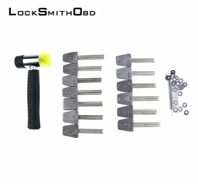 Locksmithobd 2023 Nuovo Arrivato 13 Pezzi In Acciaio Inossidabile Huk Lock Picking Set Chiavi A Urto Con Strumento Per Fabbro Martello Strumento Manua