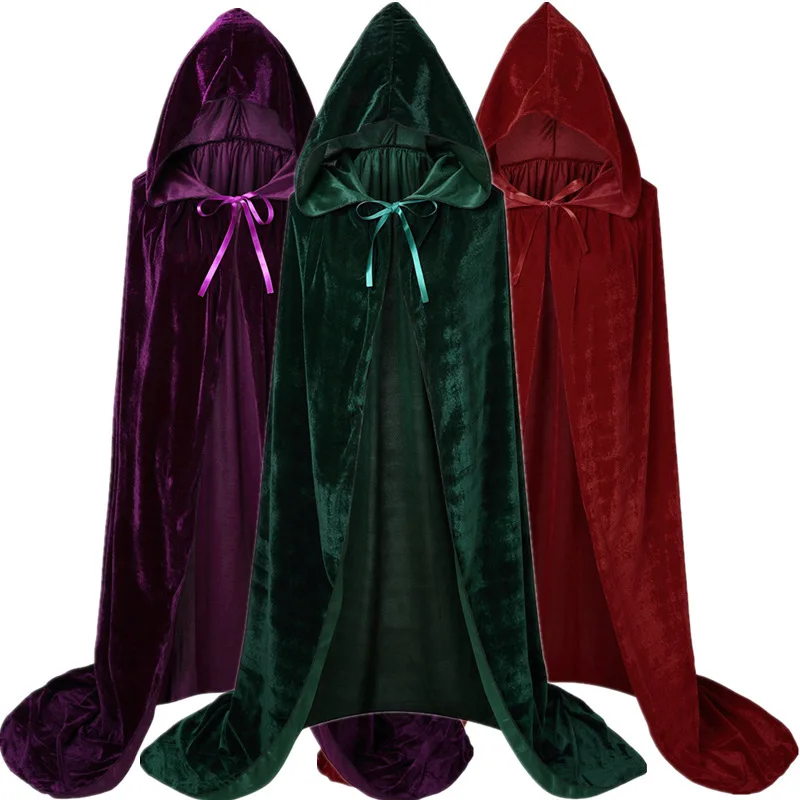 Hocus Pocus Witch Mary Sarah Winifred Costume Cosplay Winifred Sanderson Sisters Mantello Velluto Halloween Adulto Lungo Partito Mantello