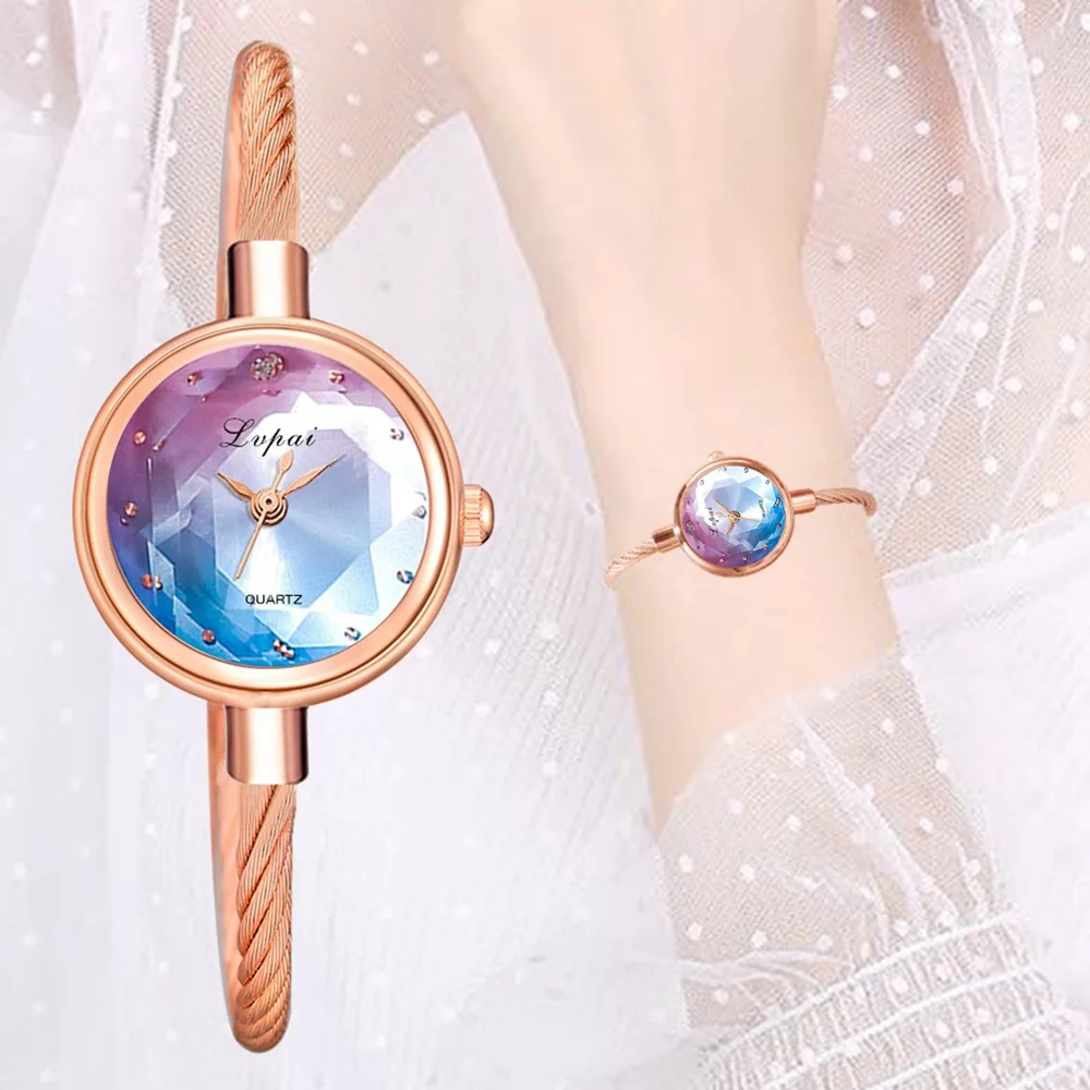 New Ladies Watch Small Rose Gold Bangle Bracciale Geometric Glass Surface Orologi Da Donna Dress Clock Relogio Feminino