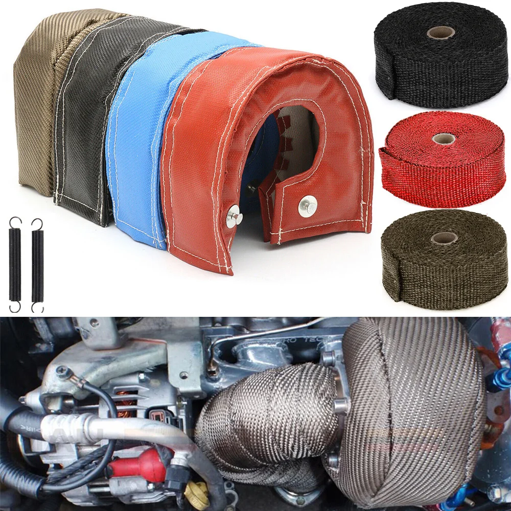 T25 T3 T4 T6 Car Titanium Turbo Coperta Heat Shield Barriera Caricatore Copertura Wrap + 10M Tubo Di Scarico Header Heat Wrap Tape