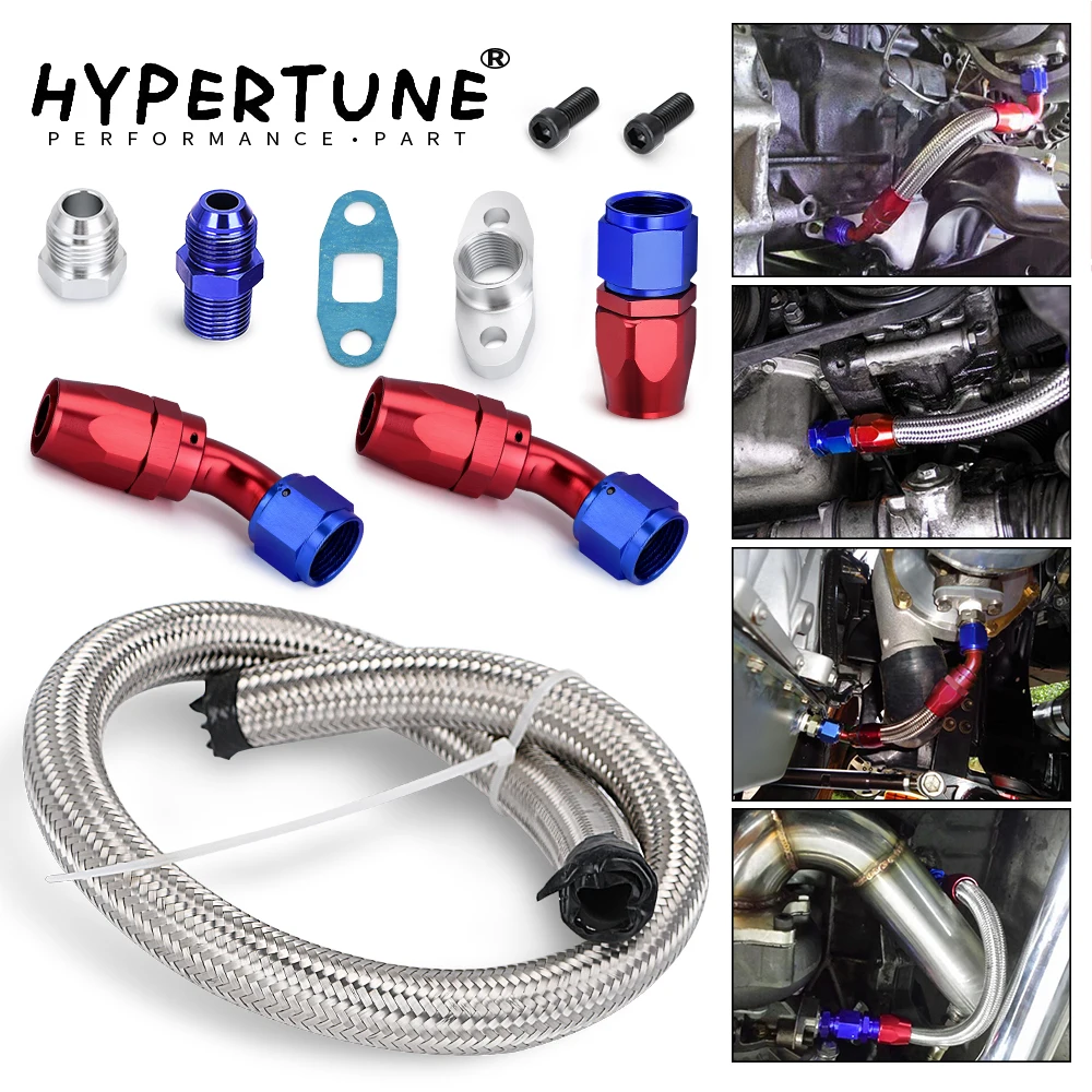 Hypertune-Turbocompressore Olio Di Scarico Della Linea Di Ritorno 10An 26 ″For T3 T4 T70 T66 In Treccia In Acciaio Inox Turbina Ht-Tol12