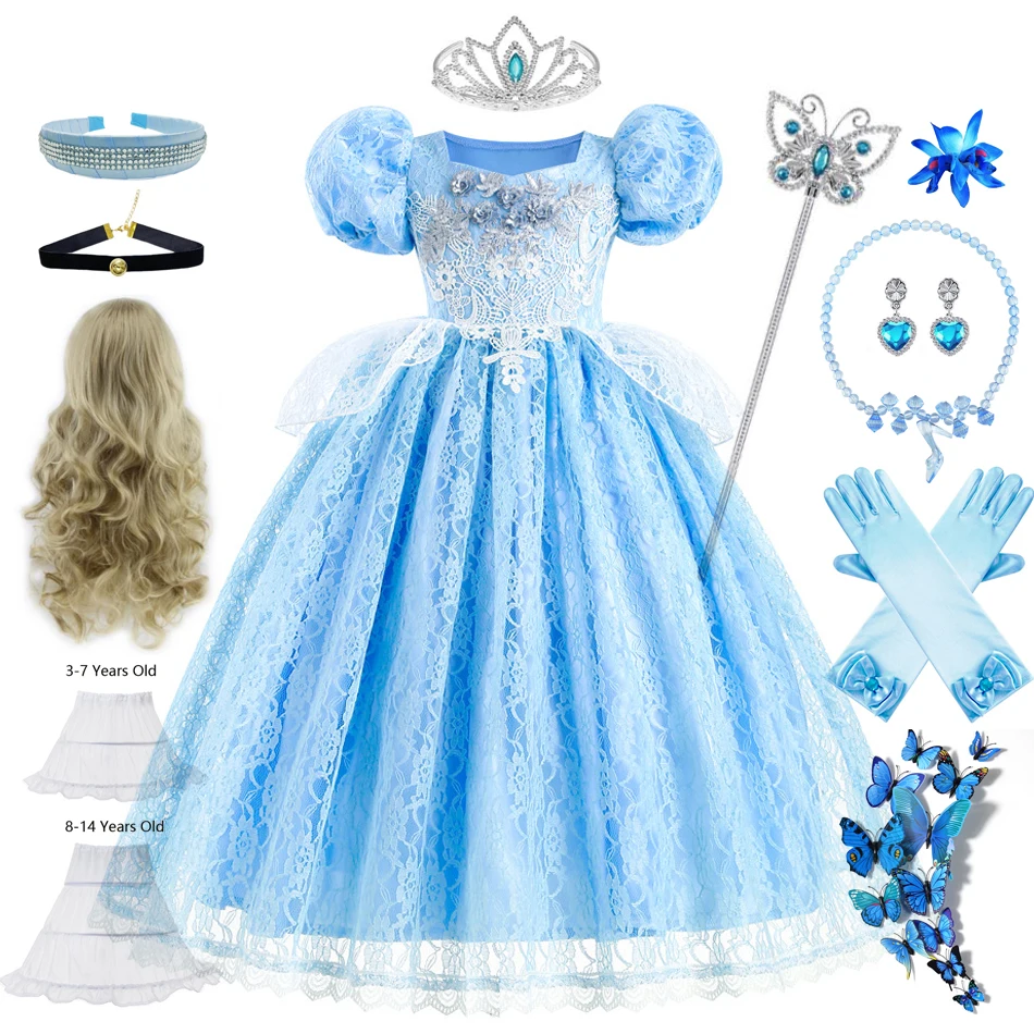 Cenerentola Dress For Girls Kids Party Cosplay Costumi Di Halloween Kids Birthday Princess Dress Up Clothes
