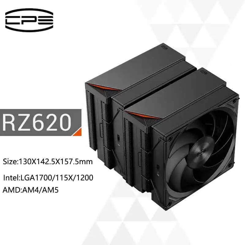 Pccooler Rz620 Computer Cpu Air-Radiatore Sink 6 Heat Pipe/Dual Tower/3 Gear Regulation Controller/Supporto 1700 Am5