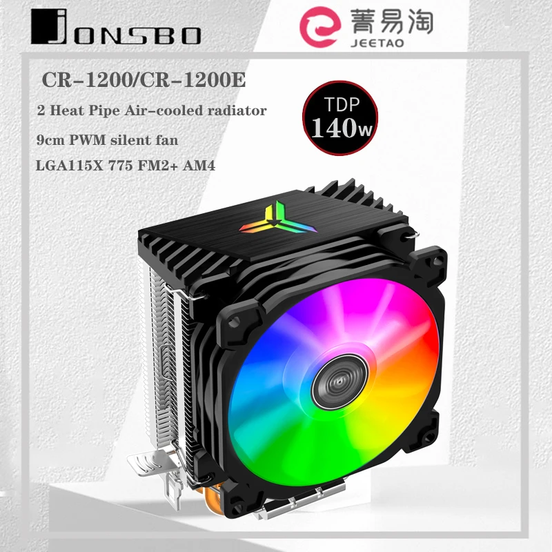 Jonsbo Cr-1200 Cpu Air Cooler 2 Heat Pipe Tower Cpu Cooler Con Ventola A Colori Design Rimovibile Per Intel 775 115X Amd Am4 Am3 Fm2