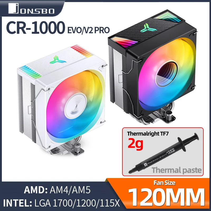 Jonsbo Cpu Air Processador Cooler 4 Heat Pipes 120Mm Pwm Fan D-Tdp 220/230W Argb Pc Radiatore Per Lga1700 1200 115X Amd Am4 Am5