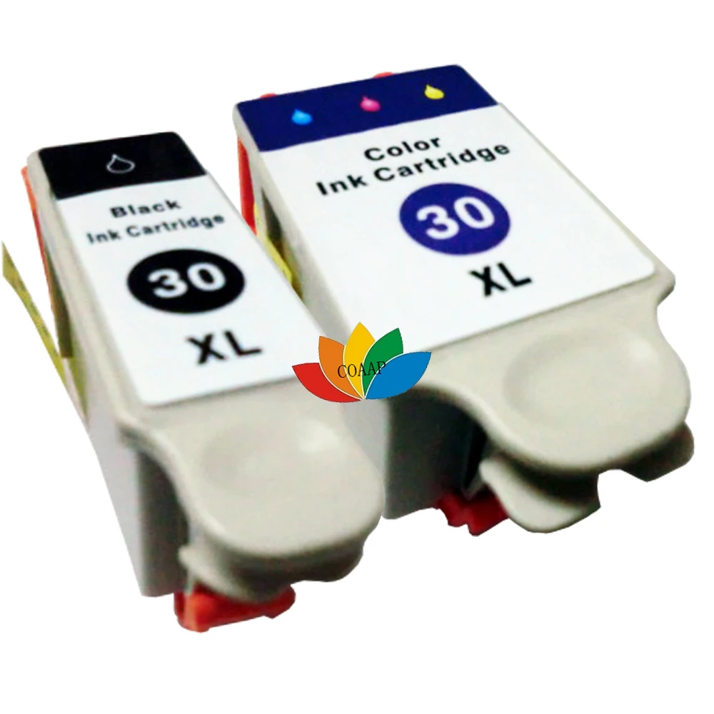 2 Cartucce Di Inchiostro Compatibili 30 Xl Black & Tricolore Per Kodak Esp C110, Esp C310, Esp C315, Stampante