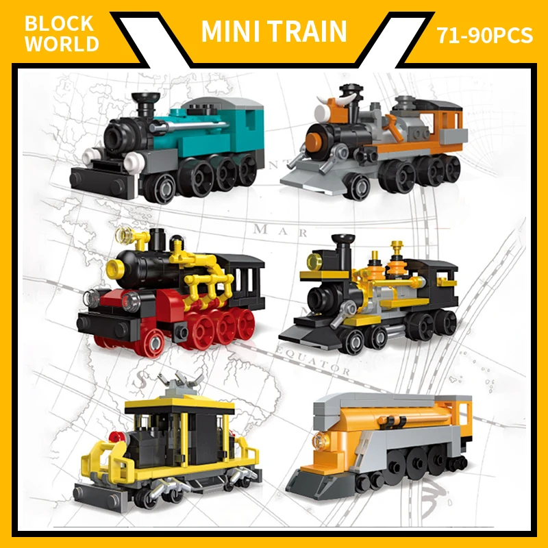 Xmas City Railway Rrain Building Blocks Mini Cargo Train Model Set Kit Education Bricks Toys For Children Chrismas Gifts