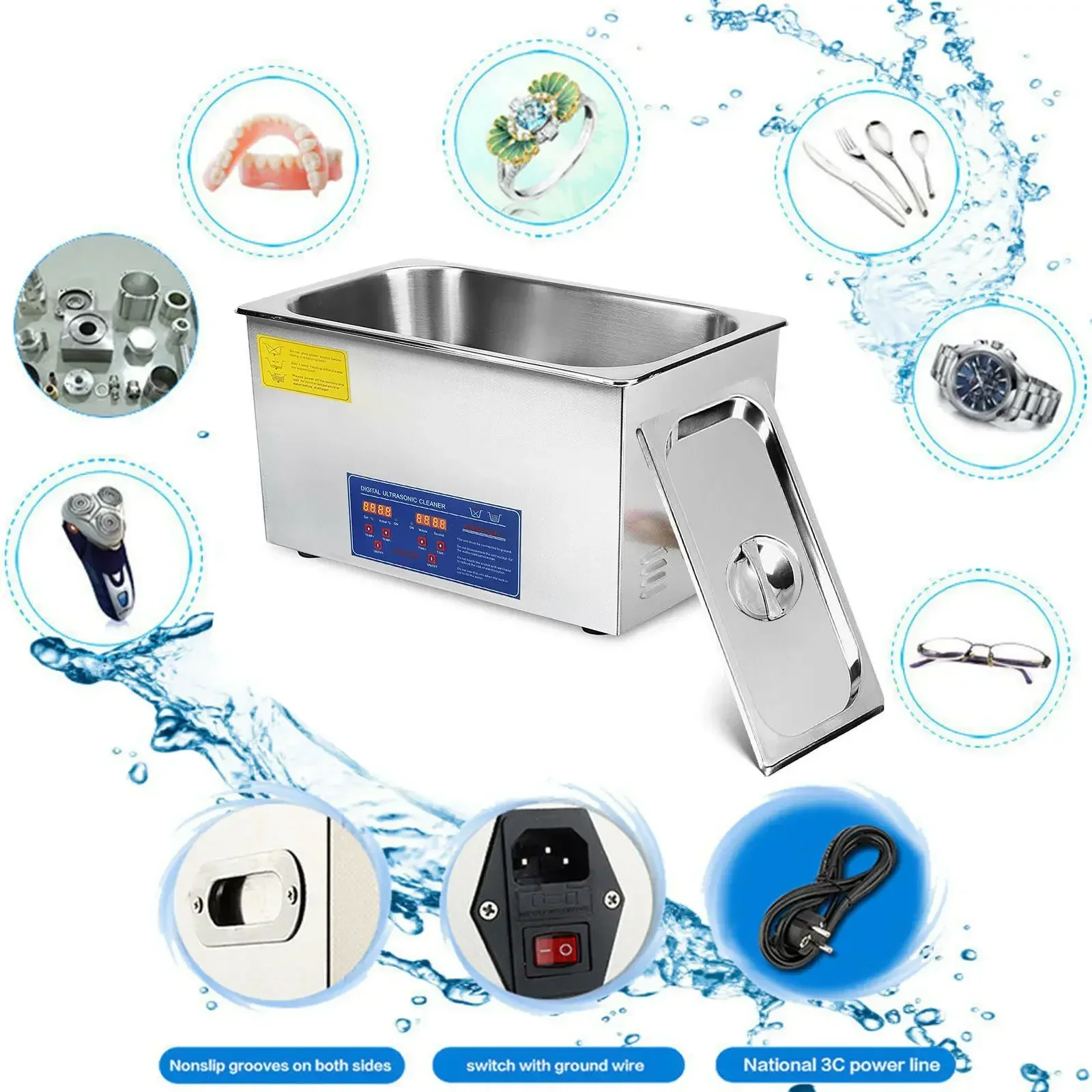 Vevor Ultrasonic Cleaner Timer Digitale 2L 3L 6L 10L 15L 22L 30L Acciaio Inossidabile Bagno Gioielli Occhiali Macchina Per La Pulizia Dell'Orologio