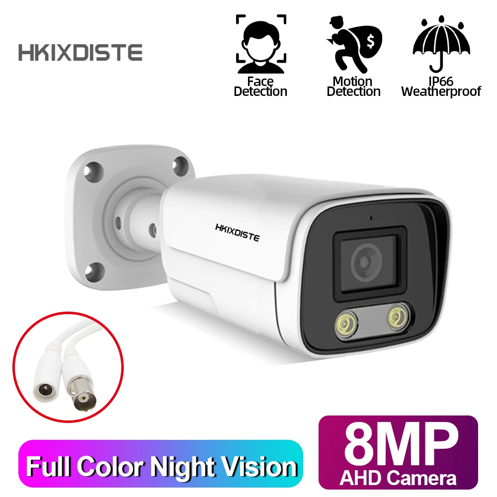 Telecamera Cctv 4K 8Mp Smart Infrared Ahd Home Camara Outdoor Weatherproof Full Color Night Wired Bullet Security Surveillance Cam