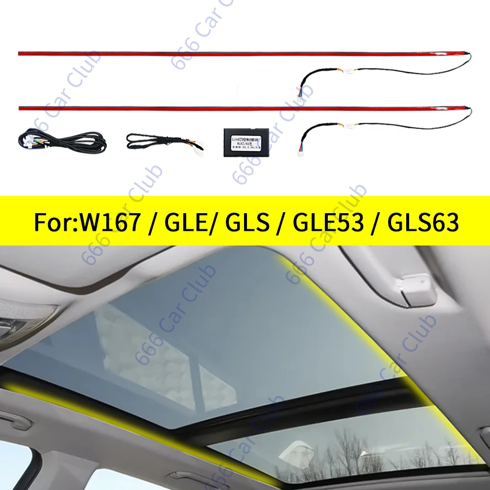 64 Colori Led Sunroof Light Per Mercedes Benz Gle Gls W167 Gle53 Coupe Gls63 Auto Panoramica Lucernario Lampada Decorazione Luce Ambientale