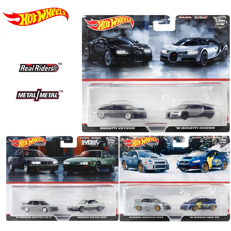 Genuine Hot Wheels Premium Car Sulture 1/64 Ragazzi Giocattoli Diecast Veicoli Bugatti Veyron Chiron Subaru Impreza Wrx Sti Nassan Model