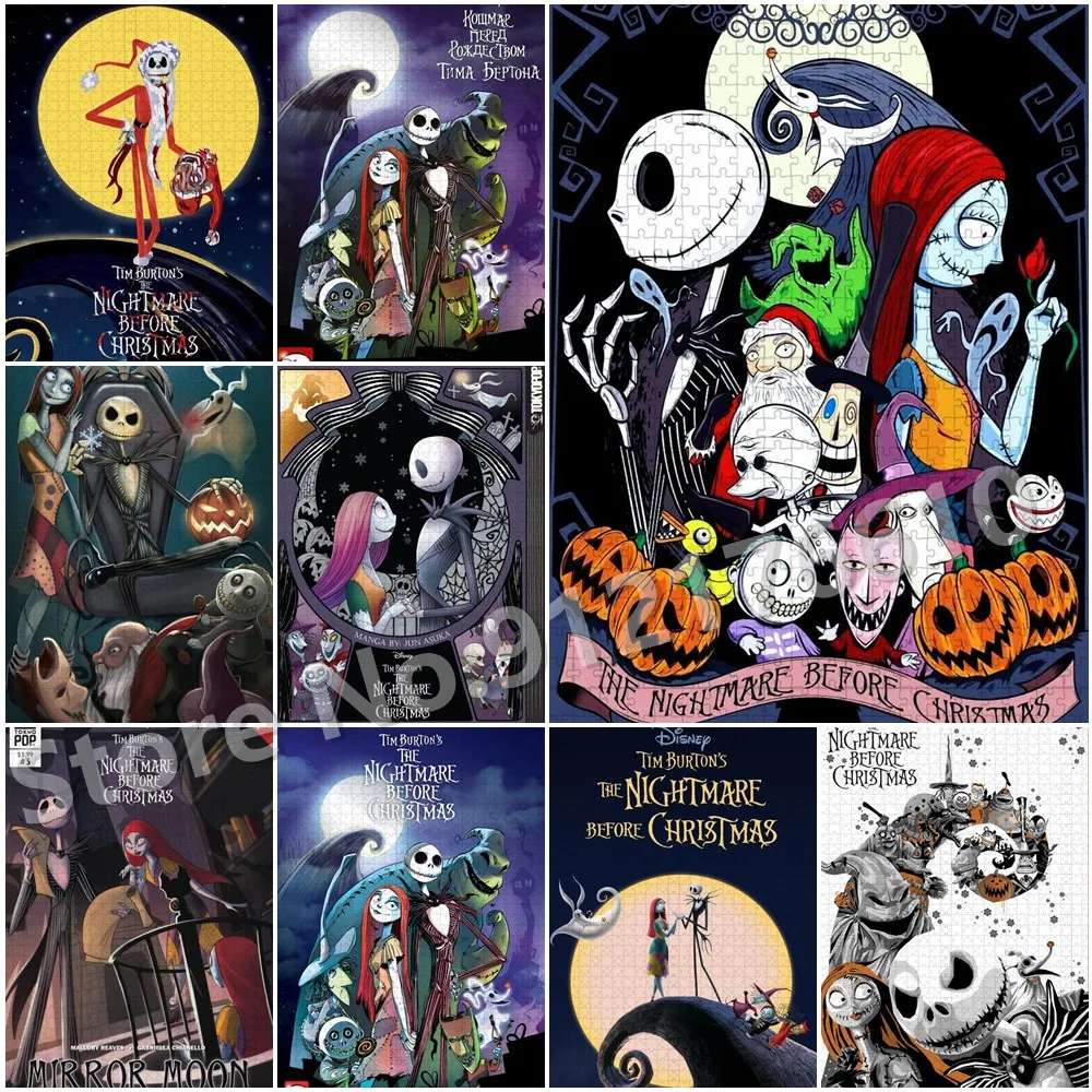 Jigsaw Puzzle Disney Cartoon Animation 300/500/1000 Pezzi The Nightmare Before Christmas Decompress Educational Puzzle Gifts