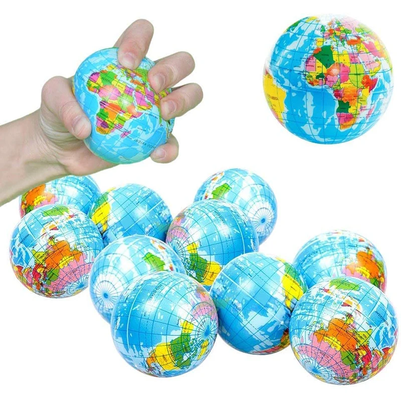 Stress Relief Balls Toys Globe Earth Foam Balls With World Map 6.5Cm Small Squeeze Globe For Class Pressure Relief Party Favor