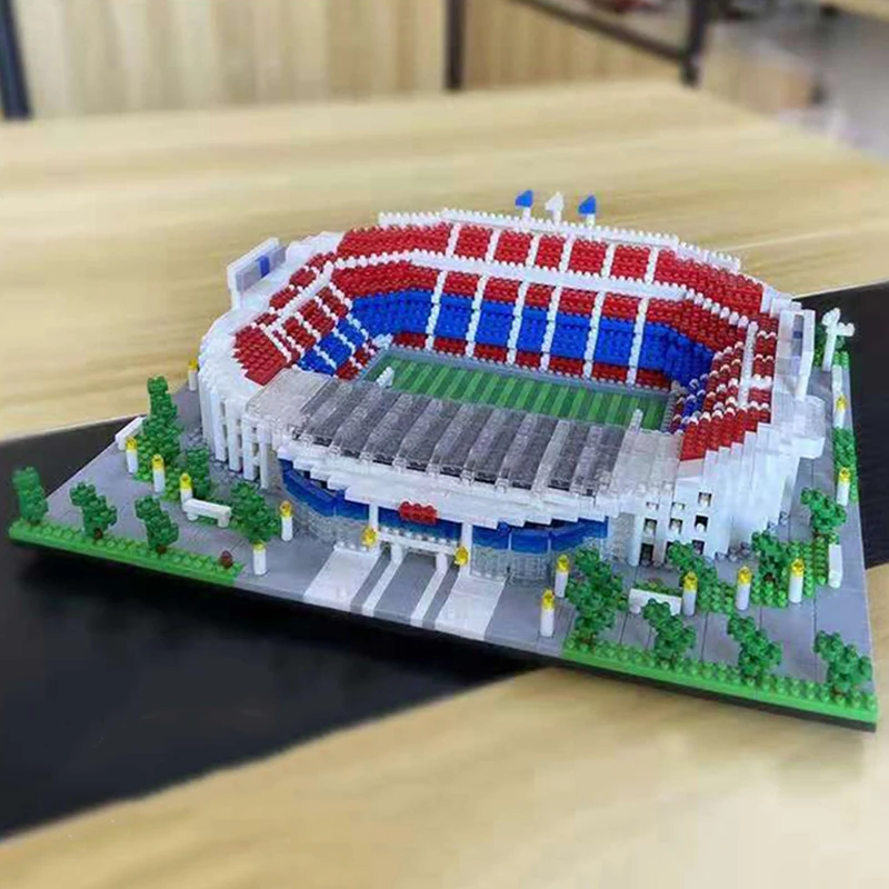 Sport Camp Nou Stadium Soccer Field Model World Architecture Football Mini Diamond Blocks Mattoni Building Toy No Box
