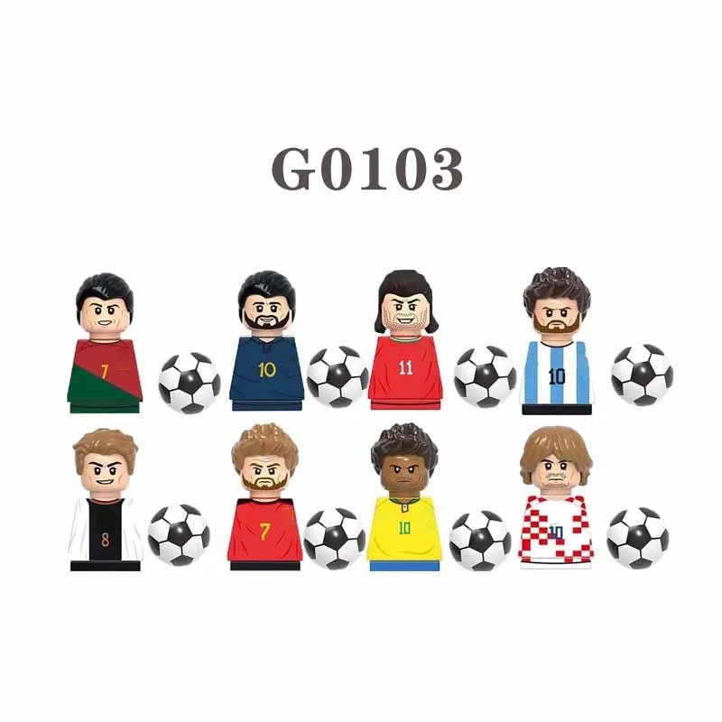 Messi Ronaldo Neymar Lewandowski Soccer World Famous Football Players Figurine Mini Action Building Block Toy Regali Per Bambini