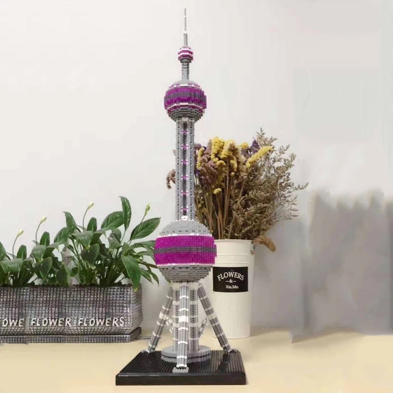 Giocattolo Per Bambini Shanghai Oriental Pearl Radio Tv Tower Modello 3D Fai Da Te Mini Diamond Blocks Mattoni Building World Architecture