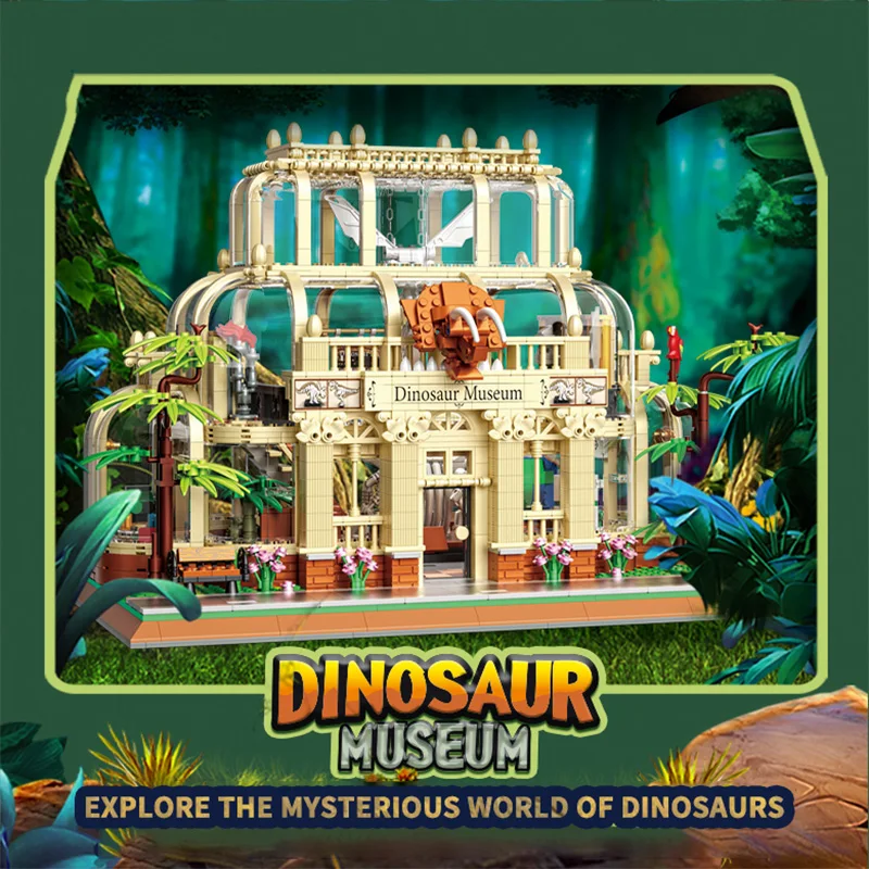 2788Pcs Dinosaur Museum Building Blocks Park Dinosauri World Street View Model Bricks Display Desktop Regali Di Natale Giocattoli Per Bambini