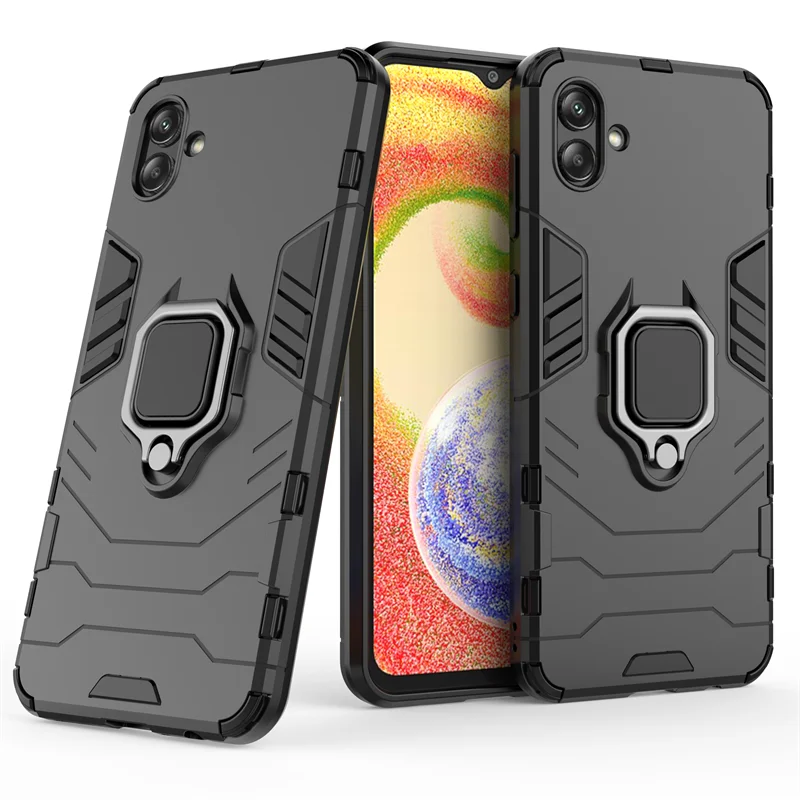 Per Samsung Galaxy A04 Custodia Per Samsung A04 Cover Funda Finger Ring Kidstand Paraurti Posteriore Protettivo Per Samsung Galaxy A04