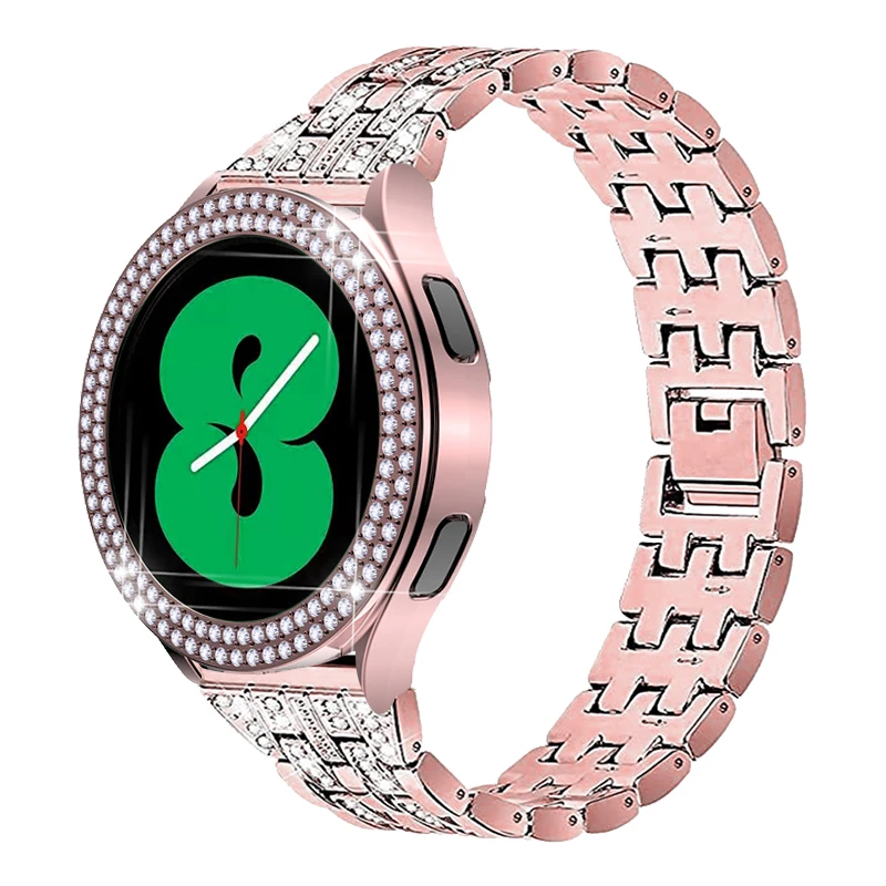 Bracciali Per Samsung Galaxy Watch 4 44Mm 40Mm Diamond Metal Band + Diamond Case Strap Galaxy Watch 5 44Mm 40Mm Cinturino Correa