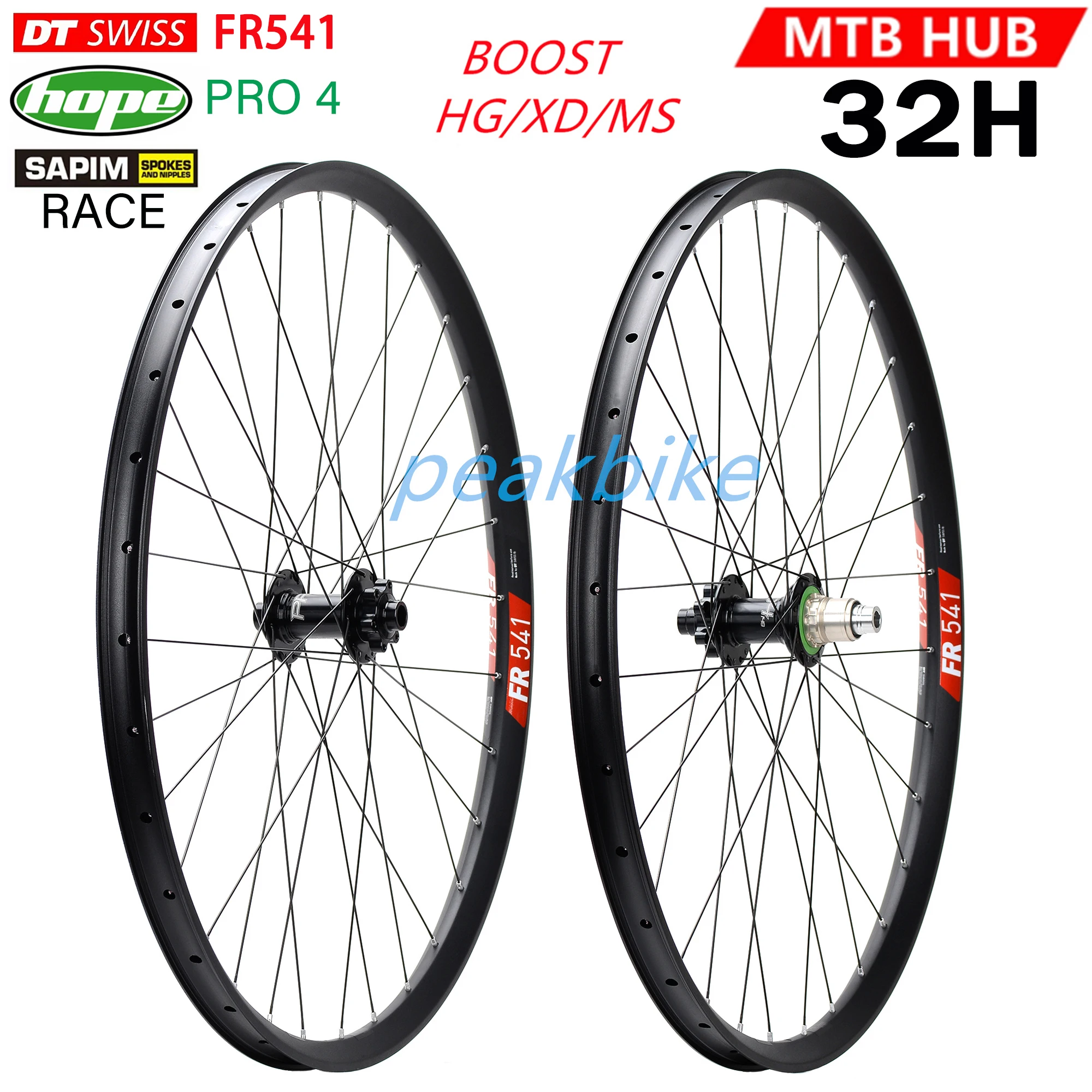 Hope Pro4 Hub Dt Swiss Fr541 Cerchio In Alluminio 110X15Mm 148X12Mm 27.5 29Er Xc Mountain Bike Tubeless Wheel Hg Xd Ms