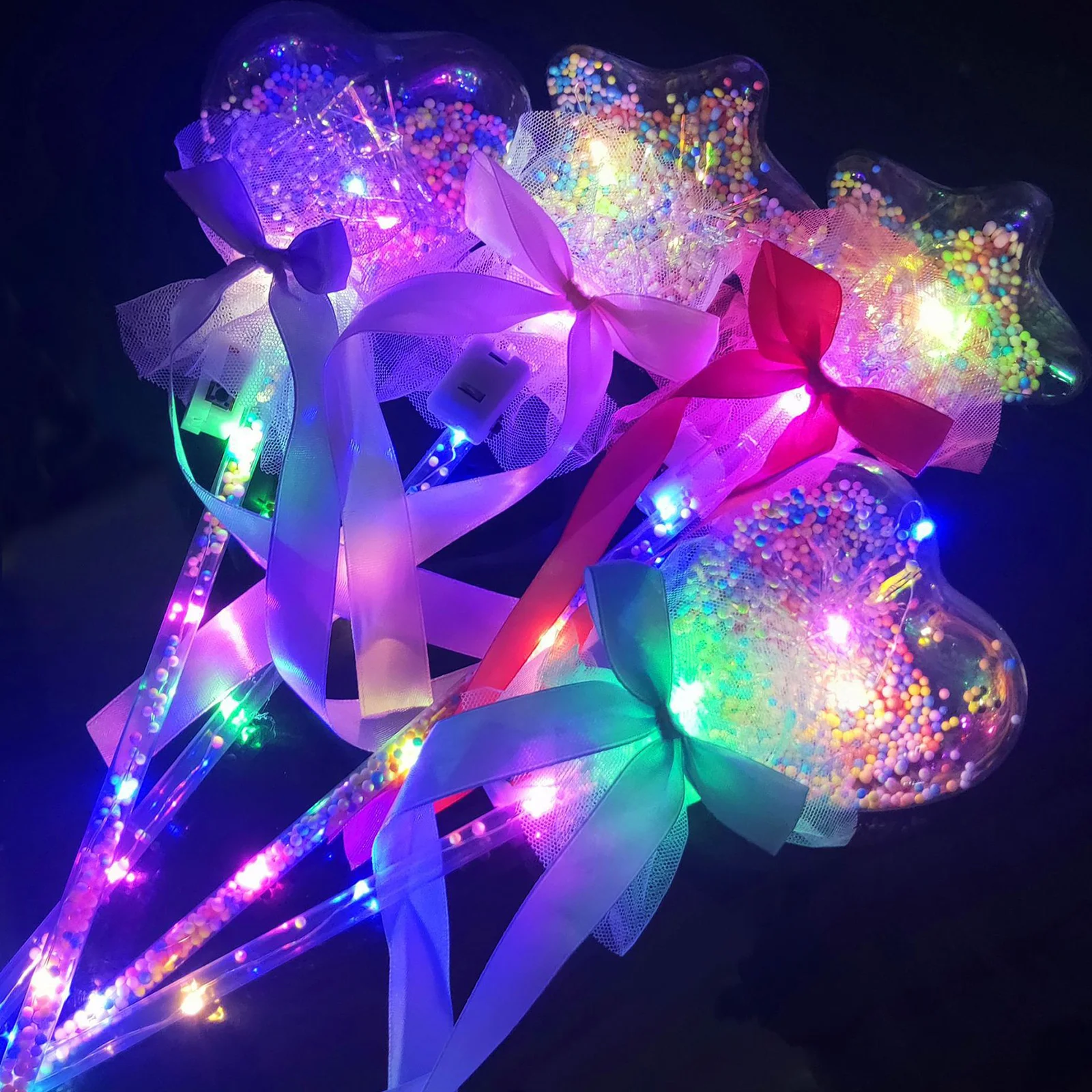 4 Pcs Flash Wand Glow Bubble Balls Light Up Princess Wands Toy Party Led Bobo Balloon Decor Christmas Business Supplies