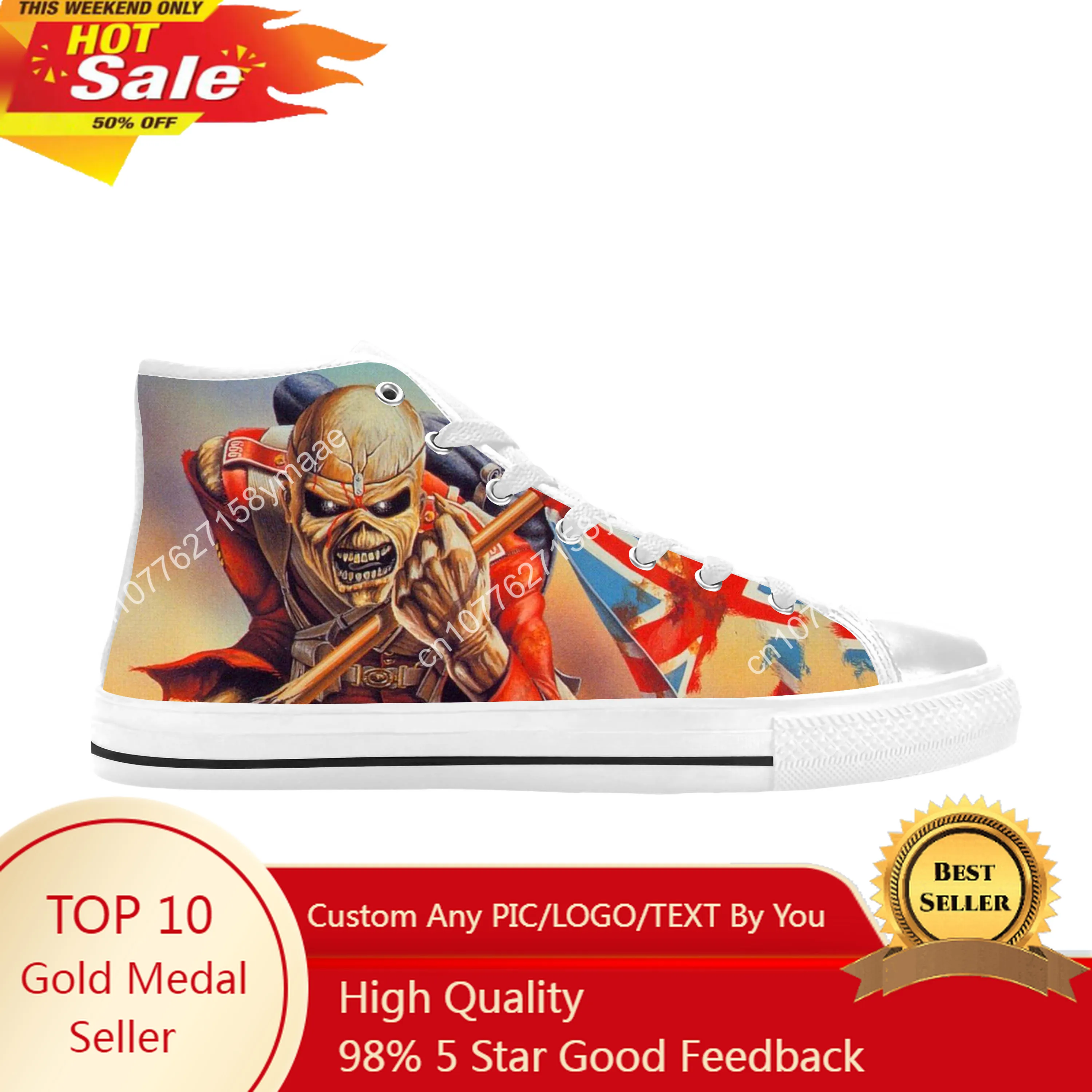 Maidens Heavy Metal Rock Band Singer Music Iron Casual Cloth Shoes High Top Confortevole Traspirante 3D Print Uomo Donna Sneakers