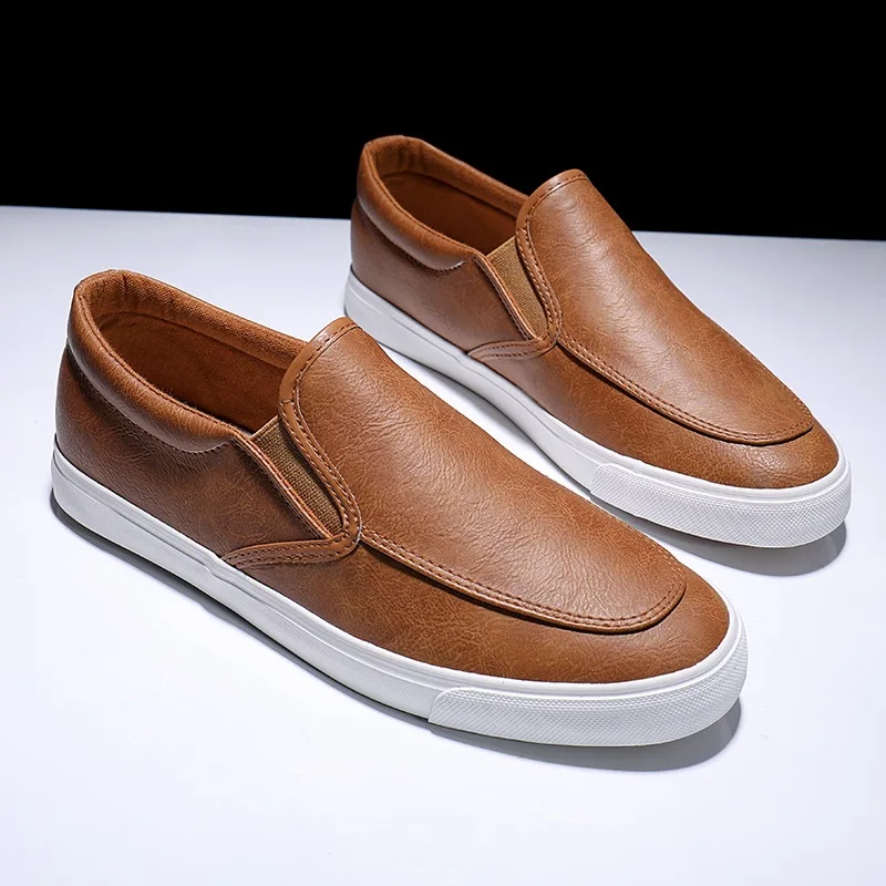 20212021Leisure Men Pu Leather Flats Shoes Slip On Outdoor Casual Shoes Low Top Lazy Shoes Mocassini Antiscivolo Mocassini Per Uomo