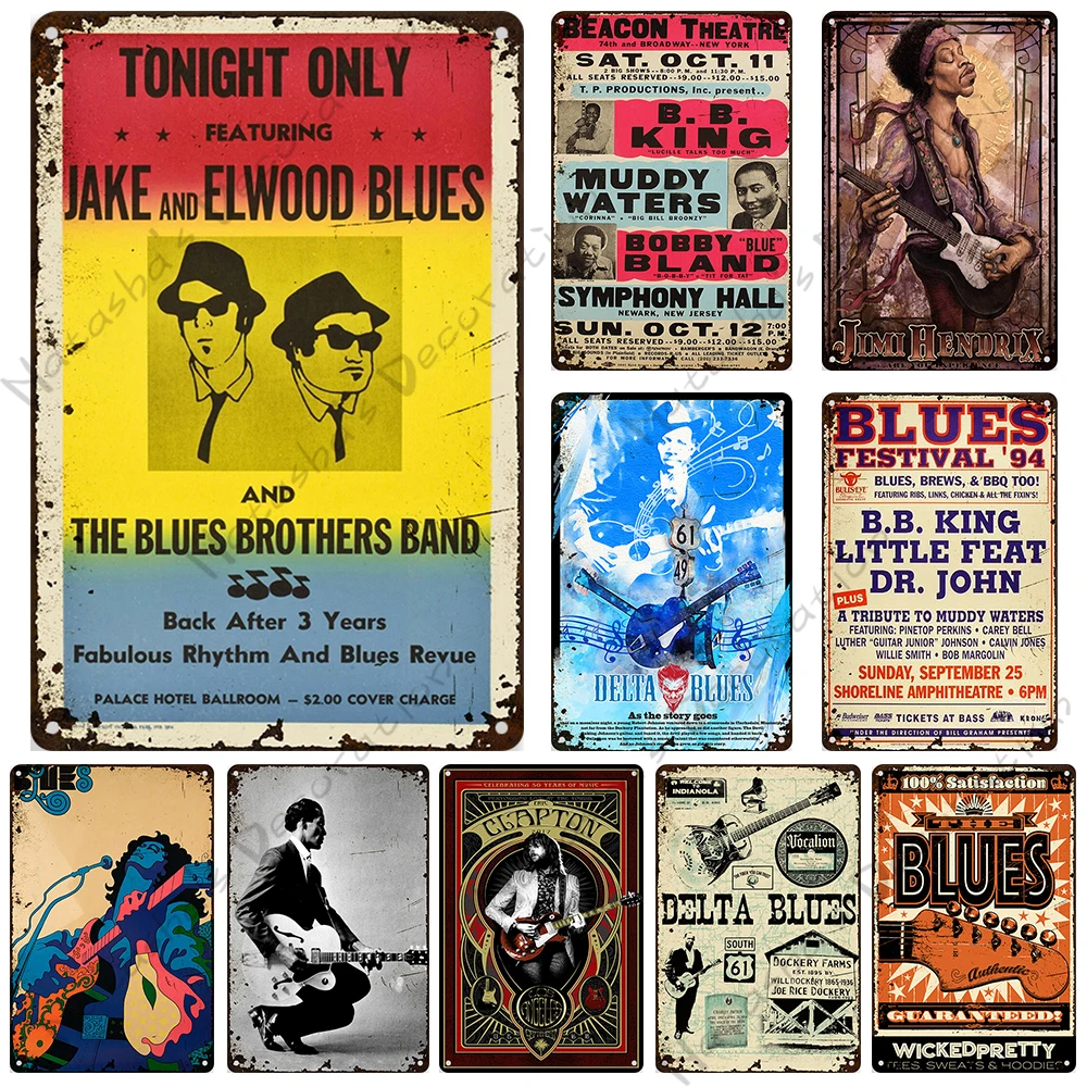 Classic Blues Metal Tin Sign Home Bar Wall Decor Segni Segni In Metallo Arrugginito Singer Targa In Metallo Piastra Decorativa Industrial Decor