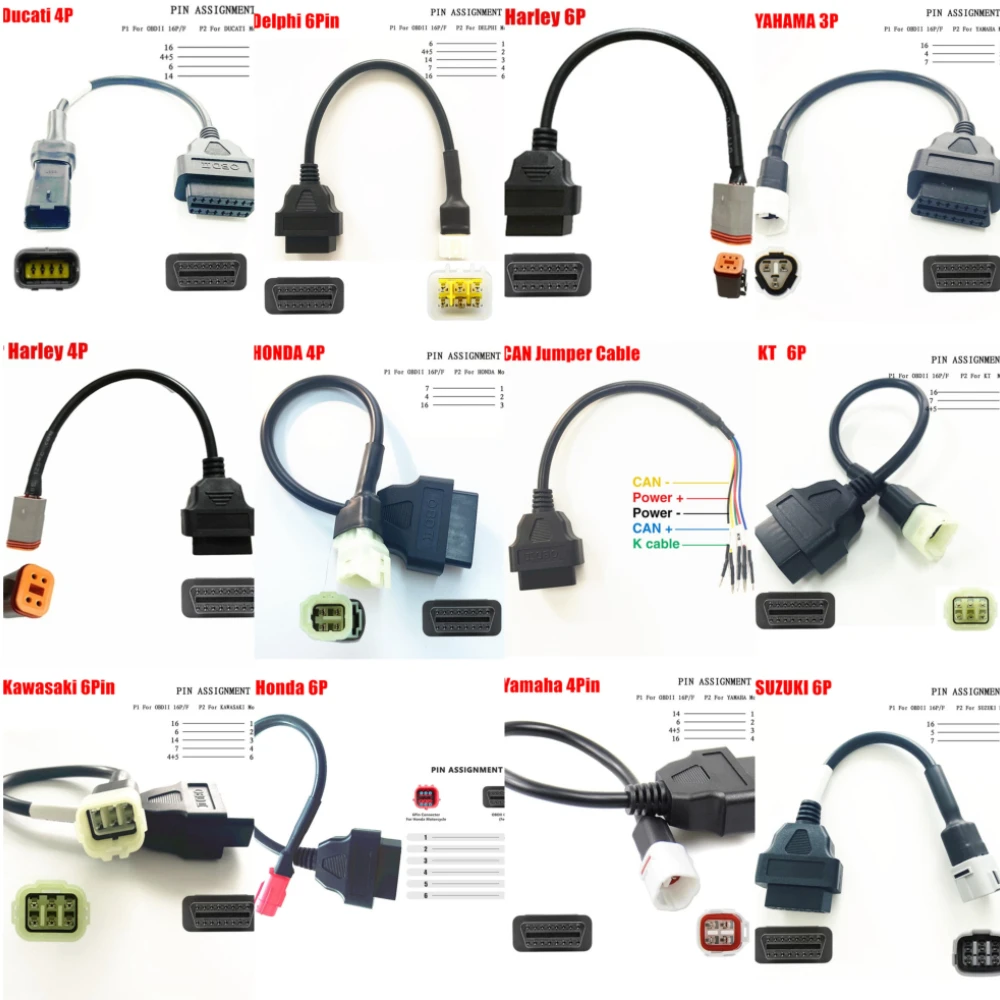 Ultimo Connettore Del Cavo Del Motociclo Per Yamaha/Suzuki/Kawasaki/Honda/Delphi/Ducati 3Pin/4Pin/6Pin Adattatore 3/4/6Pin Obd2 Linea Del Cavo