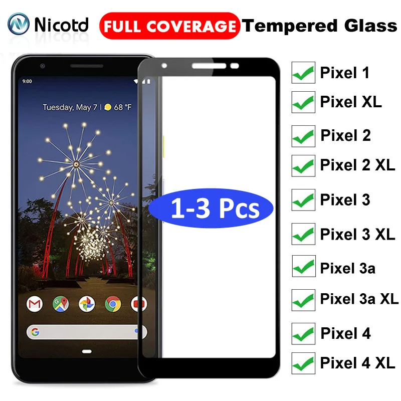 1-3Pcs Pellicola Protettiva Per Schermo Per Google Pixel 3 3A 2 1 Vetro Temperato A Copertura Totale Per Google Pixel 6 Xl 2 Xl 3 Xl 4 Xl