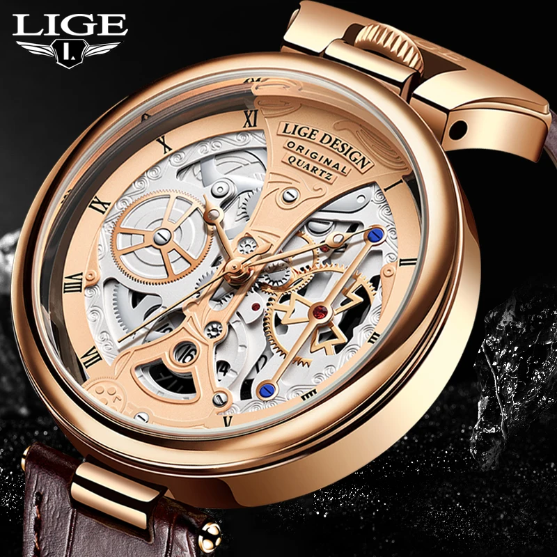 2023 Lige Orologi Da Uomo Top Brand Luxury Brown Leather Chronograph Orologio Sportivo Per Uomo Fashion Date Orologio Impermeabile Reloj Hombre