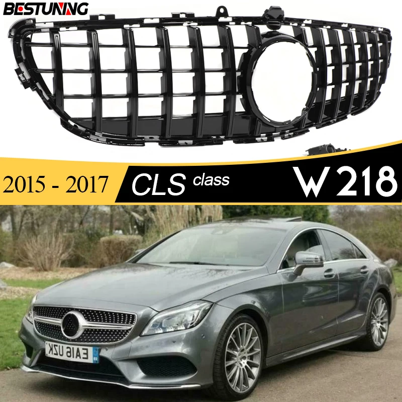 C218 Panamericana Gt Design Nero Paraurti Griglia Cofano Griglia Per Mercedes Cls Classe W218 X218 2015 - 2017 Cls 400 Cls 350 Cls 500 Cls