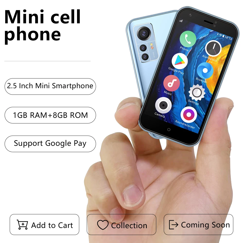 Servo S22 Mini Smart Phone 2 Sim Card 2.5 "Schermo Android Os 3G Network Play Store 8Gb Gps Wifi Hotspot Simpatici Piccoli Telefoni Cellulari