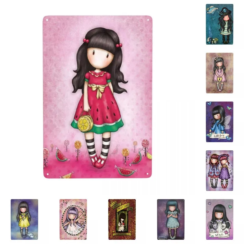 Personaggi Animati Santoro Gorjuss Metal Tin Sign Rettangolo Custom Cartoon Doll Signs Placche Gate Garden Bar Wall Decor