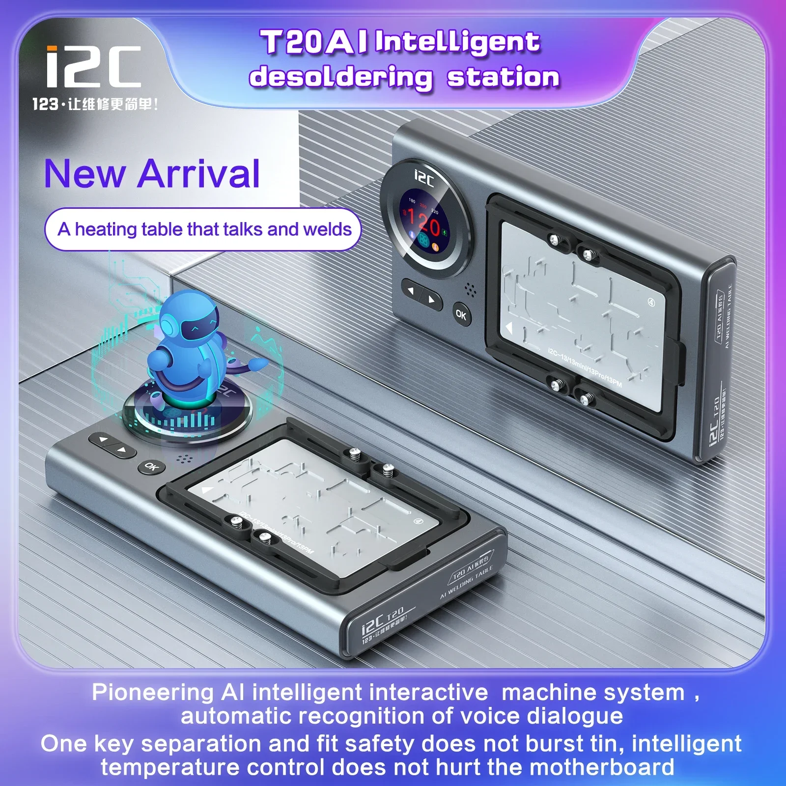 I2C T20 Ai Stazione Dissaldante Intelligente Stazione Di Preriscaldamento Per Iphone X-14Pro Max Scheda Madre Riparazione Dissaldante A Strati