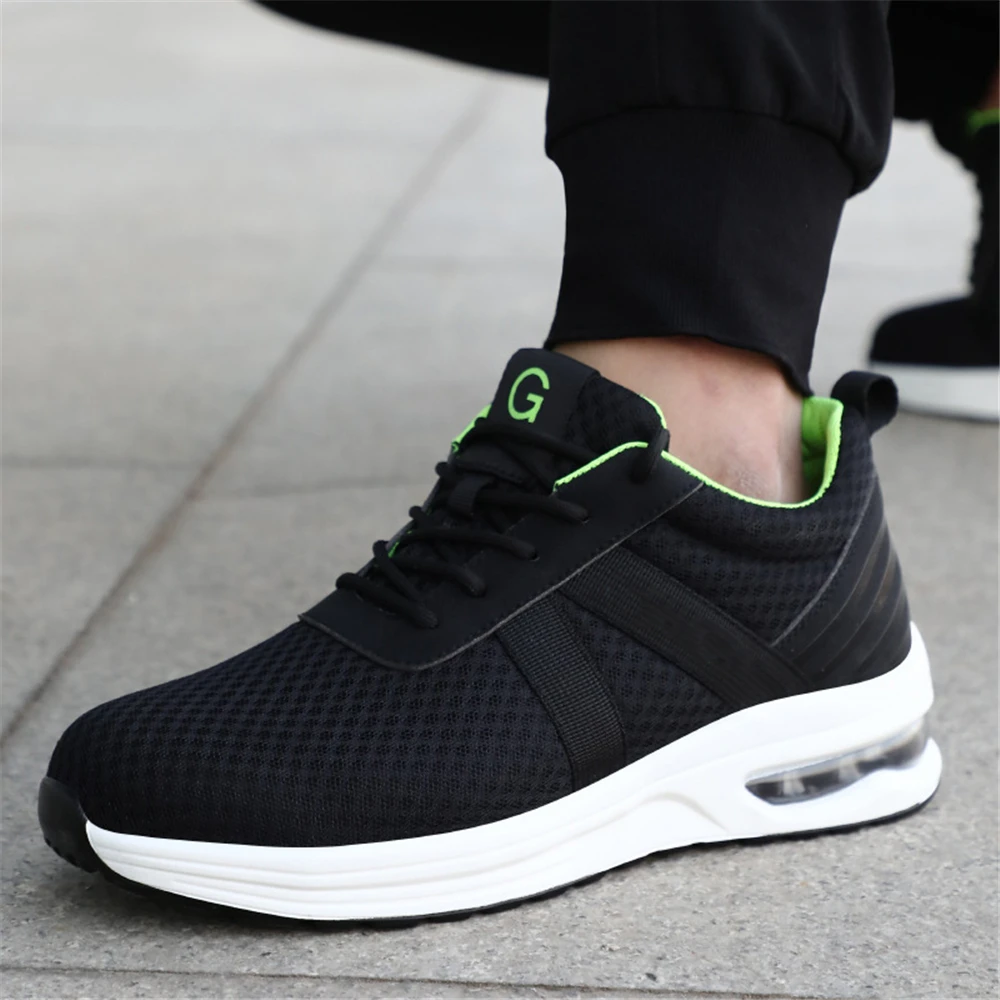 Light Air Cushion Work Safety Boots Flying Woven Breathable Labor Insurance Shoes Men'S Anti-Smashing Steel Toe Protective Shoes
