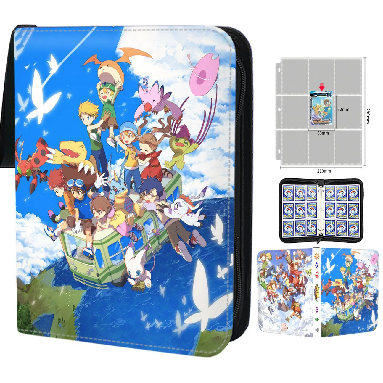 Digital Monster Card Album 4 Pocket Zipper Binder Book Folder Digimon Adventure 400-900Pcs Cartoon Games Collection Card Holder