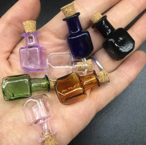 100Pcs Ice Cube Magical Lucky Colorful Wishing Bottle Fiala Ciondolo Profumo Olio Essenziale Sughero Collana Di Gioielli In Vetro Soffiato A Mano