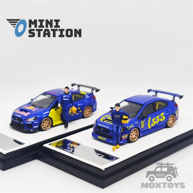 Mini Stazione 1:64 Wrx Sti Rally 555 Livery Blue/Rally Car Rb Diecast Model Car