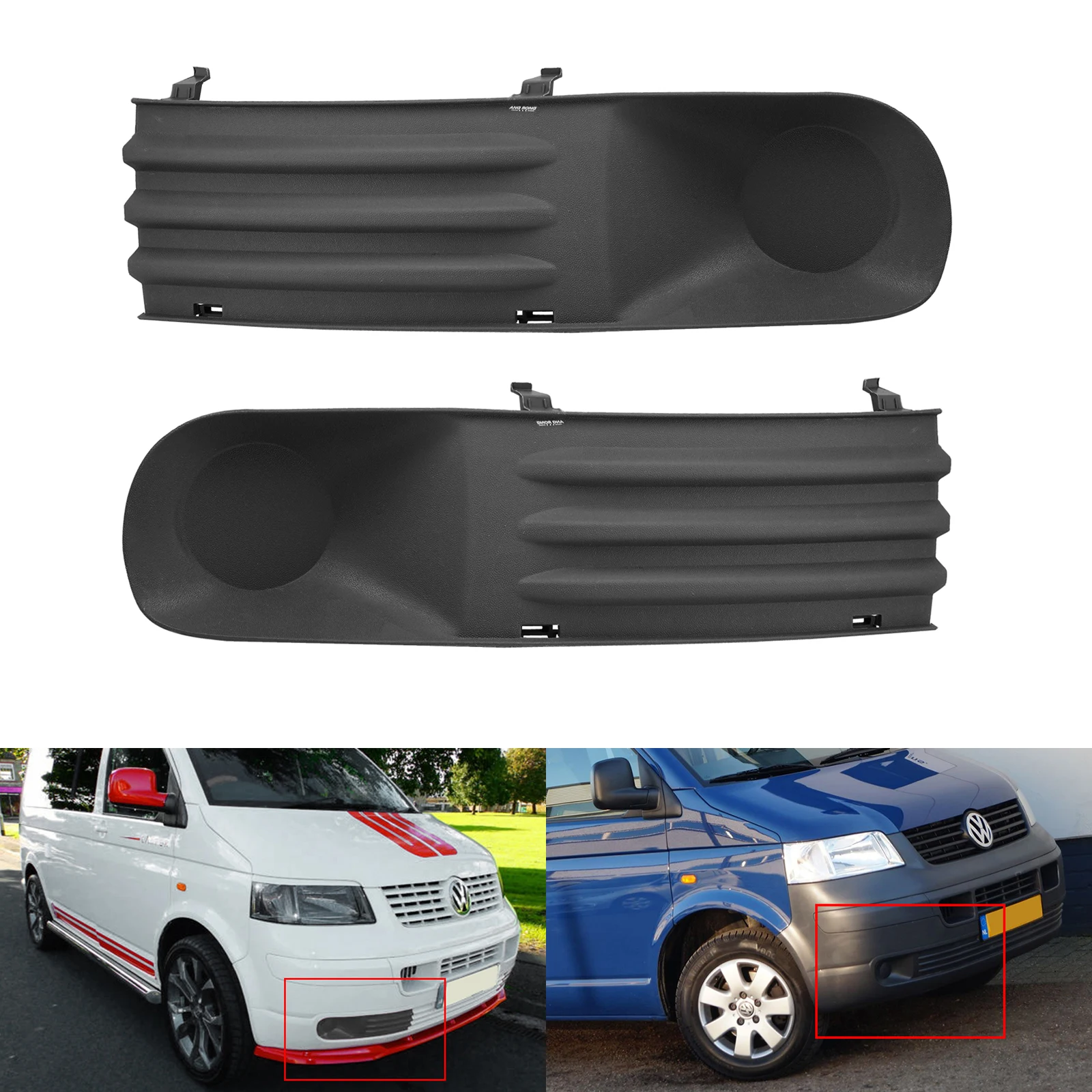 Angrong Paraurti Anteriore Della Luce Di Nebbia Della Copertura Surround Grill Sinistra E Destra Per Vw T5 Transporter 03-09