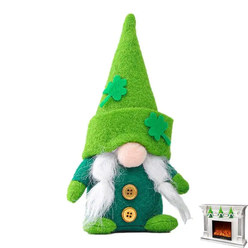 St Patricks Day Gnomi Irish Faceless Dwarf Shamrock Leprechaun Vassoio A Strati Decor 21Cm/8.26 Pollici Shamrock Ornament Green