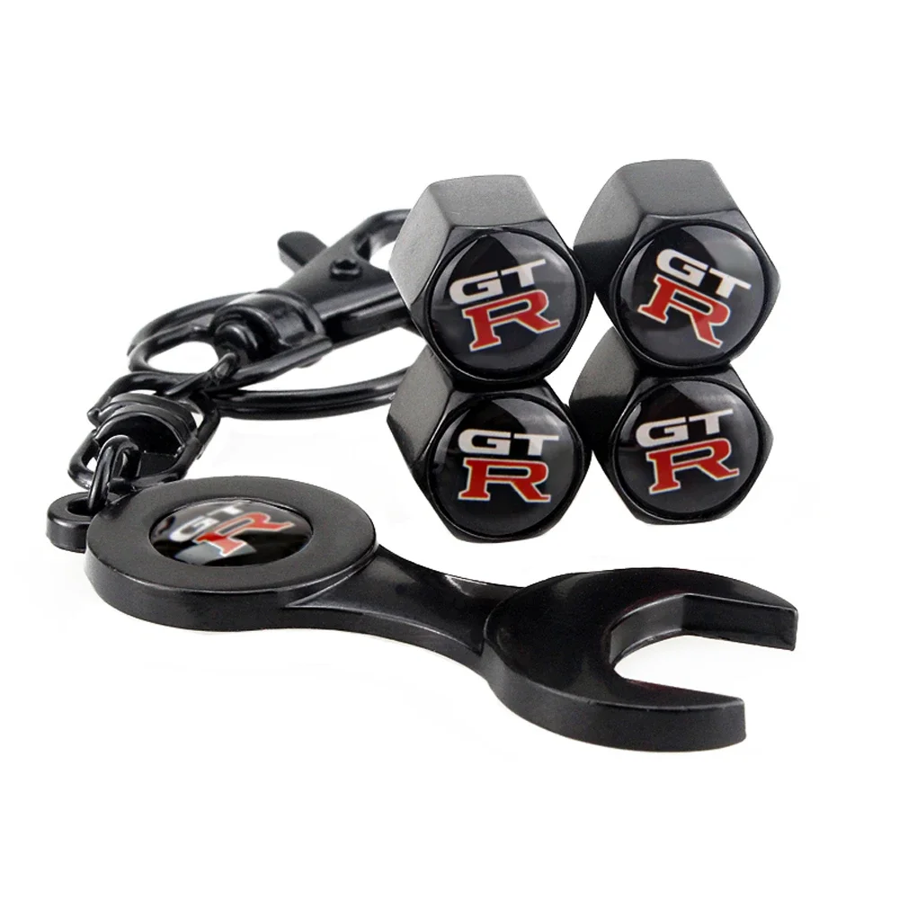 Automobile Per Gtr Logo Car Tire Valve Cap Trunk Wheel Cover Con Portachiavi Per Nissan 350Z Nv200 Versa Np300 Juke Nismo