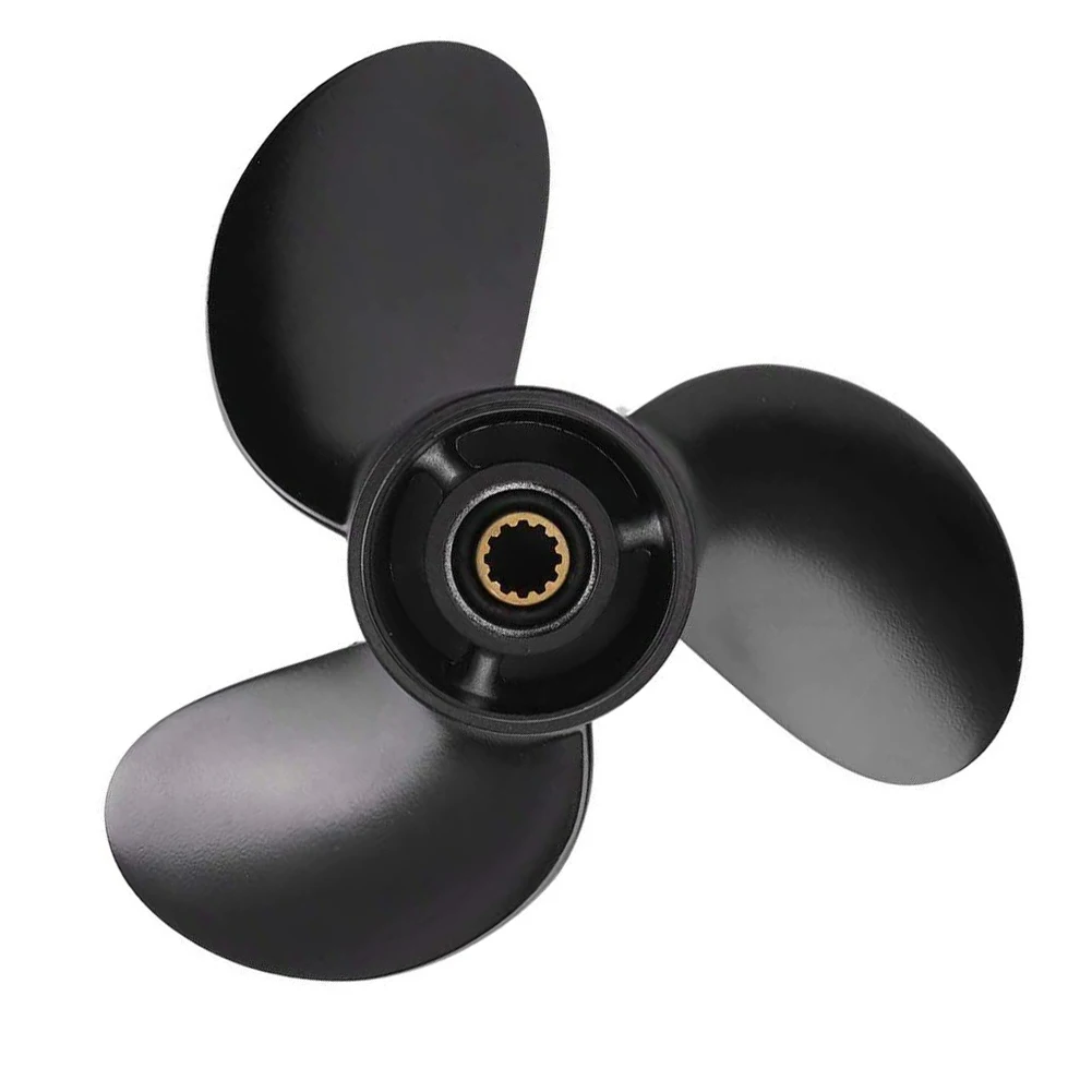 Muslimboat Elica 8.5 "X 9" Misura Per Tohatsu Nissan Mercury Mariner Parsun 8Hp-9. 8Hp 12 Denti Lega Di Alluminio Nero