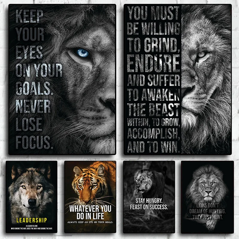 La Mentoniera È Tutto Lion Eagle Wolf Cat Tiger Hd Pictures Poster Citazioni Ispiratrici Pittura Su Tela Wall Art Room Home Decor