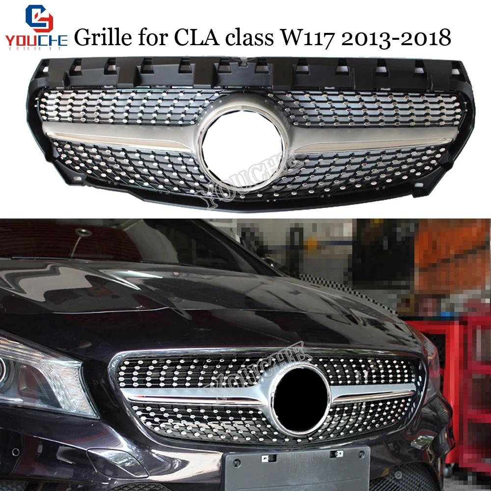 W117 Gt/Diamanti/Amg Stile Griglia Del Paraurti Anteriore Grill Mesh Per Mercedes W117 Cla Classe Cla180 Cla200 Cla45 Amg 2013-2018