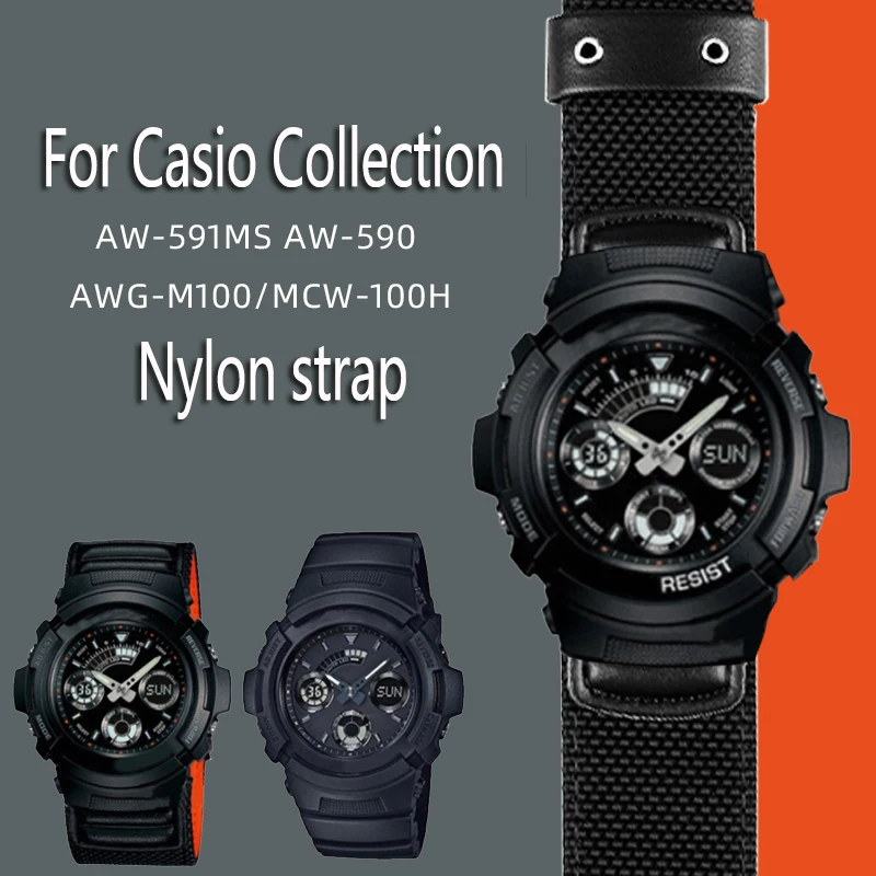 Bracciale Per Casio Sport Cinturino In Pelle Di Nylon G-Shock Aw-591Ms Aw-590 Awg-M100/101G-300 Gw-5000 5035 Cinturino In Tela Serie 5610