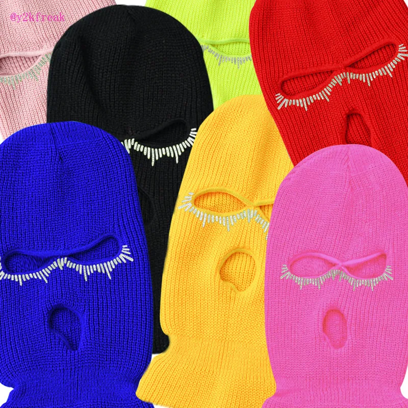 Passamontagna Diamond Ski Mask Winter Neon Mask Halloween For Party Ski Cycling Ski Mask Costume Cosplay Ganster Street Gang Luxury