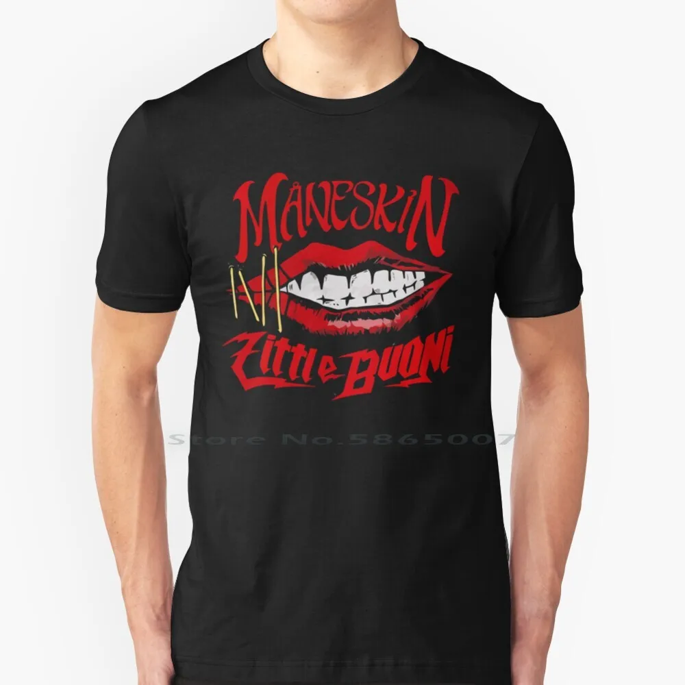 Maglietta Maneskin 100% Cotone Italia Damiano David Song Contest Glamrock San Remo Thomas Ragi 2021 De Angelis Eterno